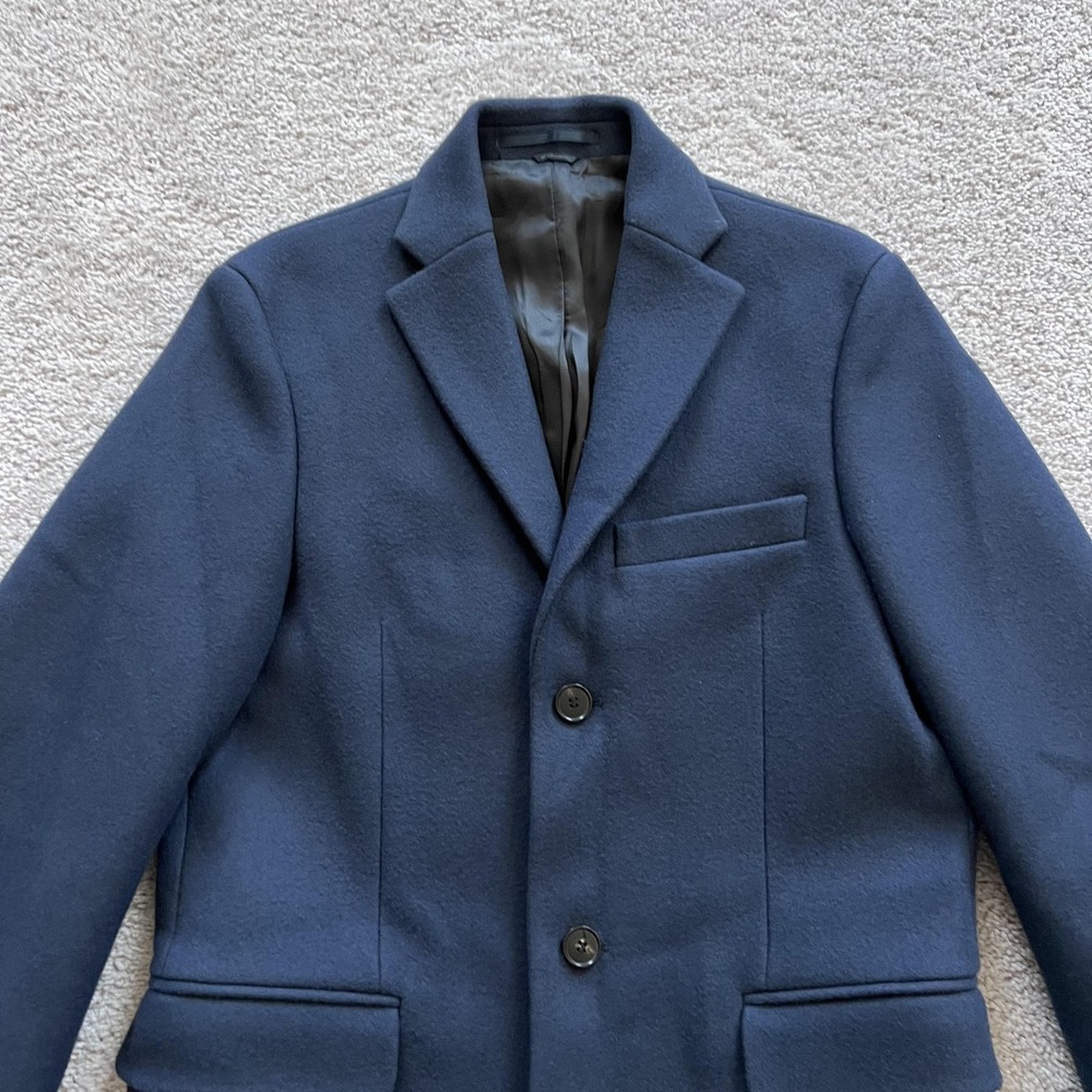 Acne Studios Garret Wool Overcoat Mens 46 Navy Blue Single Breasted Lined - Picture 5 of 15